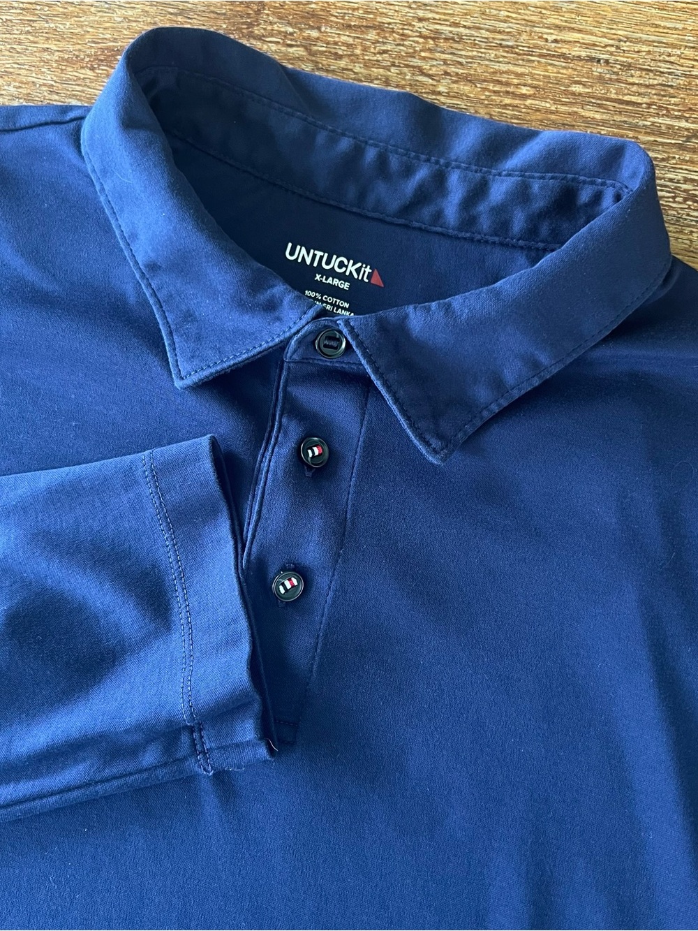 UNTUCKit Damaschino Long Sleeve Polo Shirt XL Navy Blue Cotton Regular Fit